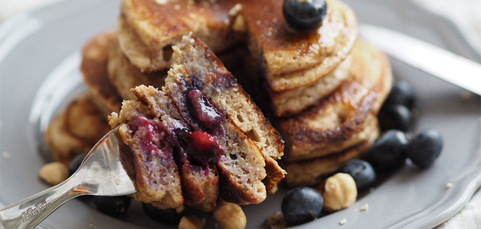 Hazelnut pancakes with blueberries
